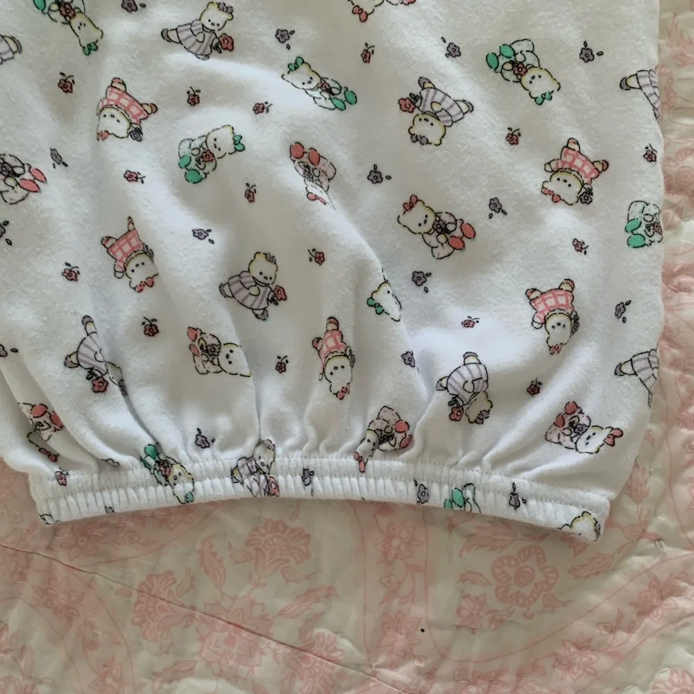 VTG Miniwear Sleeping Gown Sack 1 Piece Hat  Bears 3 PC Set Pajama White Newborn